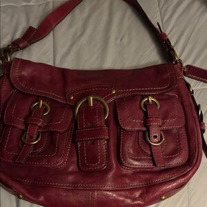 Coach Cranberry Leather Shoulder Bag